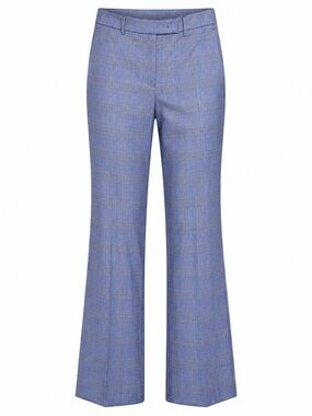 NWT QL2 Quelledue ‘Nellie’ Flared Ankle Length Trousers in Blue & White Plaid 10